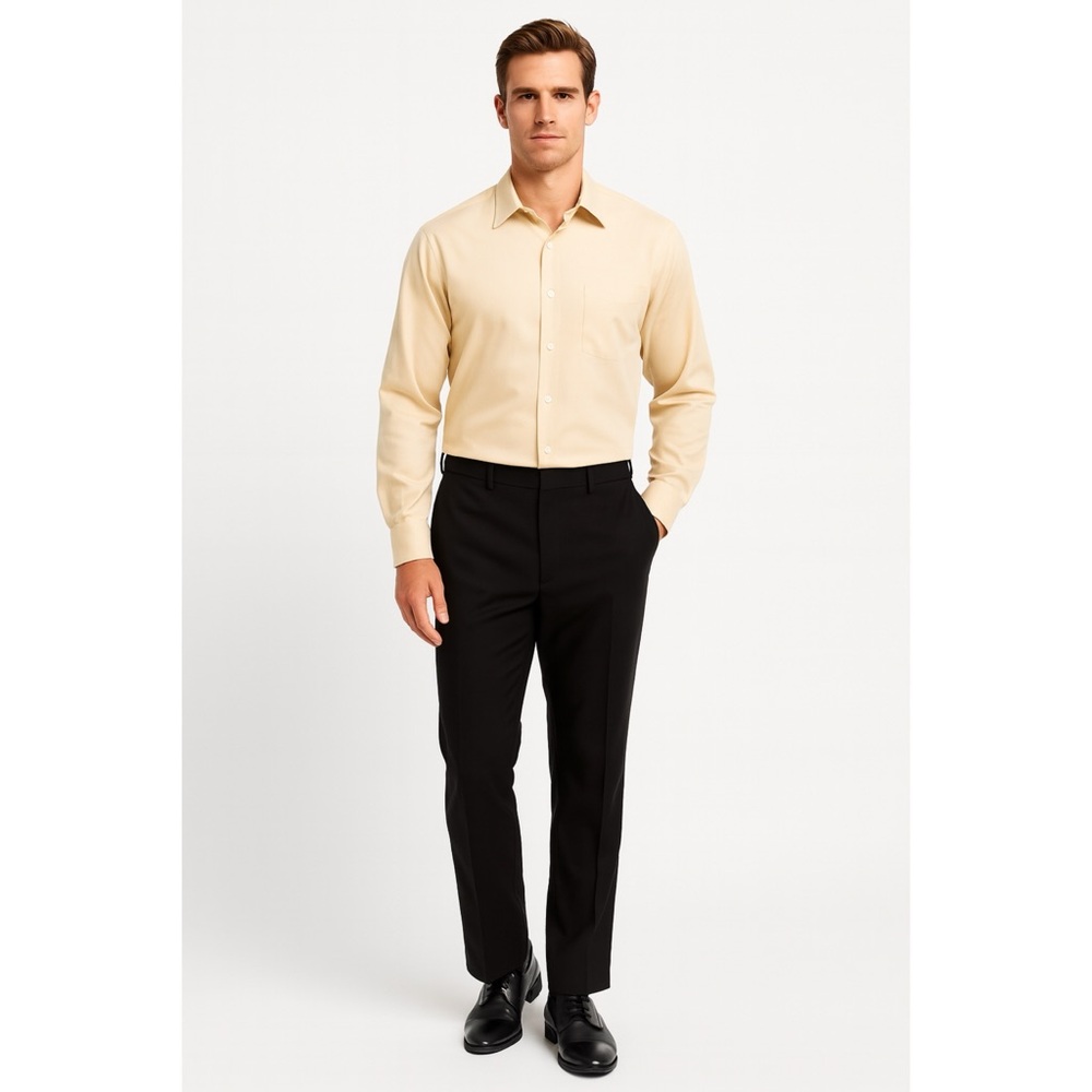 Ike Behar New York Dress Shirt Mens Pale Yellow Size 16/35